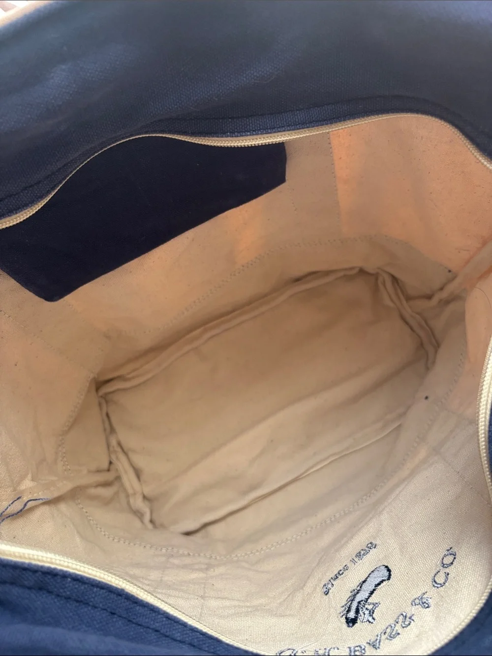 G.H. Bass & Co. Cream and Navy Canvas Tote